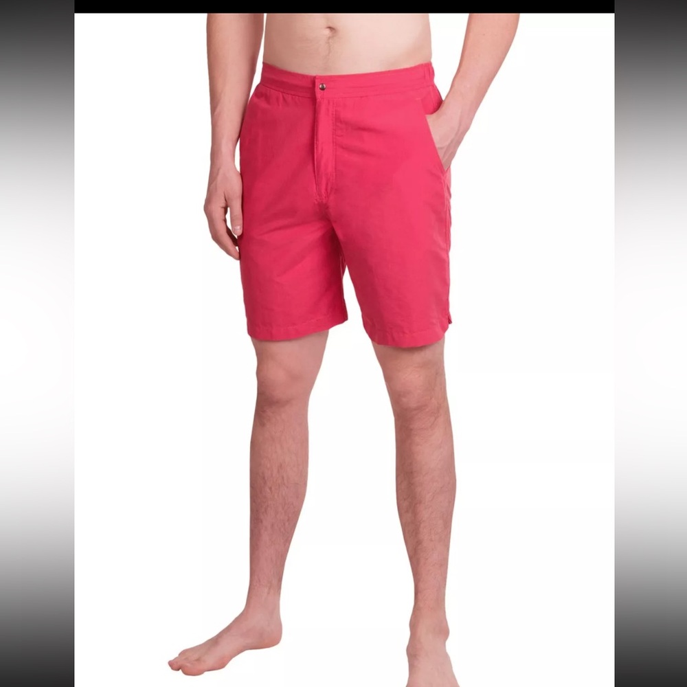 Peter Millar Men’s Zip Fly Swim Trunks Swimsuit Shorts Swimwear Pink Size L